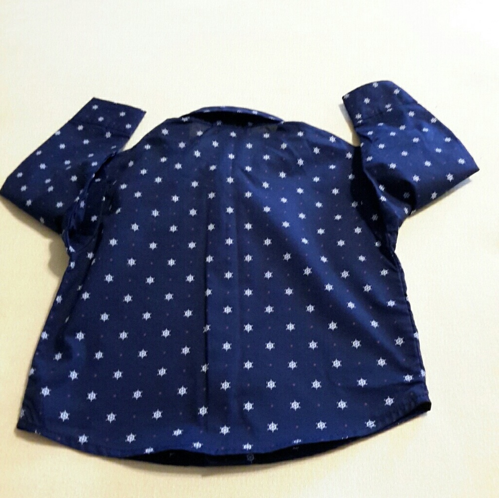 NAUTICA BUTTON SHIRT (NAVY/WHITE) D-12 - Picture 2 of 4